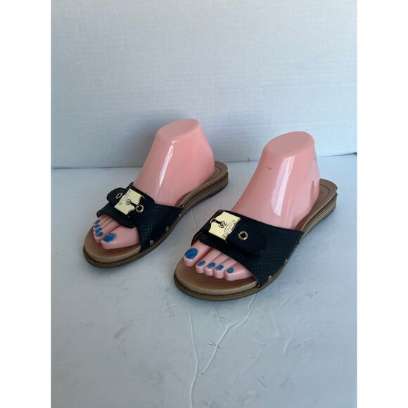 Dr. Scholl's Originalist Vegan  Black Snake Slip On Slide Flip Flop Sandals 8.5 - Picture 1 of 11